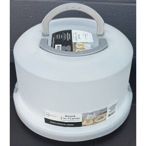 Mainstays Cake Carrier 2 In 1 Double Handles Gray Bottom Reverses For‎ Cupcakes